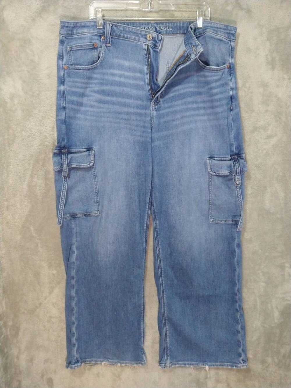 American Eagle Jeans Womens 18 Blue Denim Baggy Wide Leg Super High Rise
